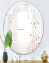 Circular Abstract Retro Geometric III - Modern Round or Oval Wall Mirror - Wave