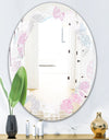 Circular Abstract Retro Geometric III - Modern Round or Oval Wall Mirror - Leaves