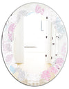 Circular Abstract Retro Geometric III - Modern Round or Oval Wall Mirror - Leaves