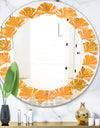 Retro handdrawn flowers III - Modern Round or Oval Wall Mirror - Leaves