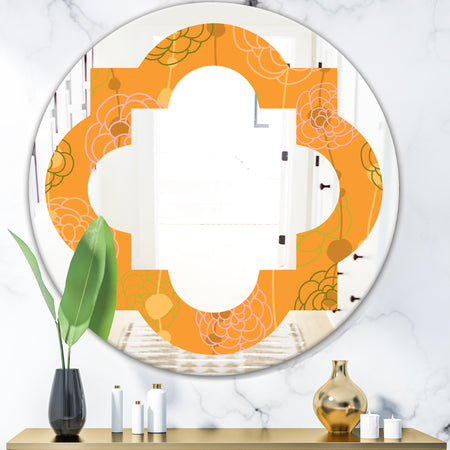 Retro handdrawn flowers III - Modern Round or Oval Wall Mirror - Quatrefoil