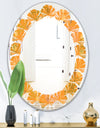 Retro handdrawn flowers III - Modern Round or Oval Wall Mirror - Leaves