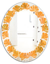 Retro handdrawn flowers III - Modern Round or Oval Wall Mirror - Leaves