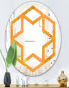 Retro handdrawn flowers III - Modern Round or Oval Wall Mirror - Hexagon Star