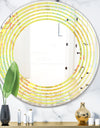 Retro Handdrawn Flowers On Green Background - Modern Round or Oval Wall Mirror - Wave