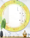 Retro Handdrawn Flowers On Green Background - Modern Round or Oval Wall Mirror - Triple C
