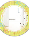 Retro Handdrawn Flowers On Green Background - Modern Round or Oval Wall Mirror - Triple C