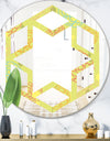 Retro Handdrawn Flowers On Green Background - Modern Round or Oval Wall Mirror - Hexagon Star