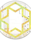 Retro Handdrawn Flowers On Green Background - Modern Round or Oval Wall Mirror - Hexagon Star