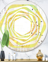 Retro Handdrawn Flowers On Green Background - Modern Round or Oval Wall Mirror - Whirl