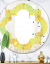 Retro Handdrawn Flowers On Green Background - Modern Round or Oval Wall Mirror - Quatrefoil