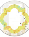 Retro Handdrawn Flowers On Green Background - Modern Round or Oval Wall Mirror - Quatrefoil