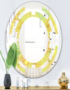 Retro Handdrawn Flowers On Green Background - Modern Round or Oval Wall Mirror - Space