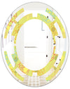 Retro Handdrawn Flowers On Green Background - Modern Round or Oval Wall Mirror - Space