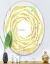 Retro Handdrawn Flowers On Green Background - Modern Round or Oval Wall Mirror - Whirl
