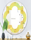 Retro Handdrawn Flowers On Green Background - Modern Round or Oval Wall Mirror - Quatrefoil