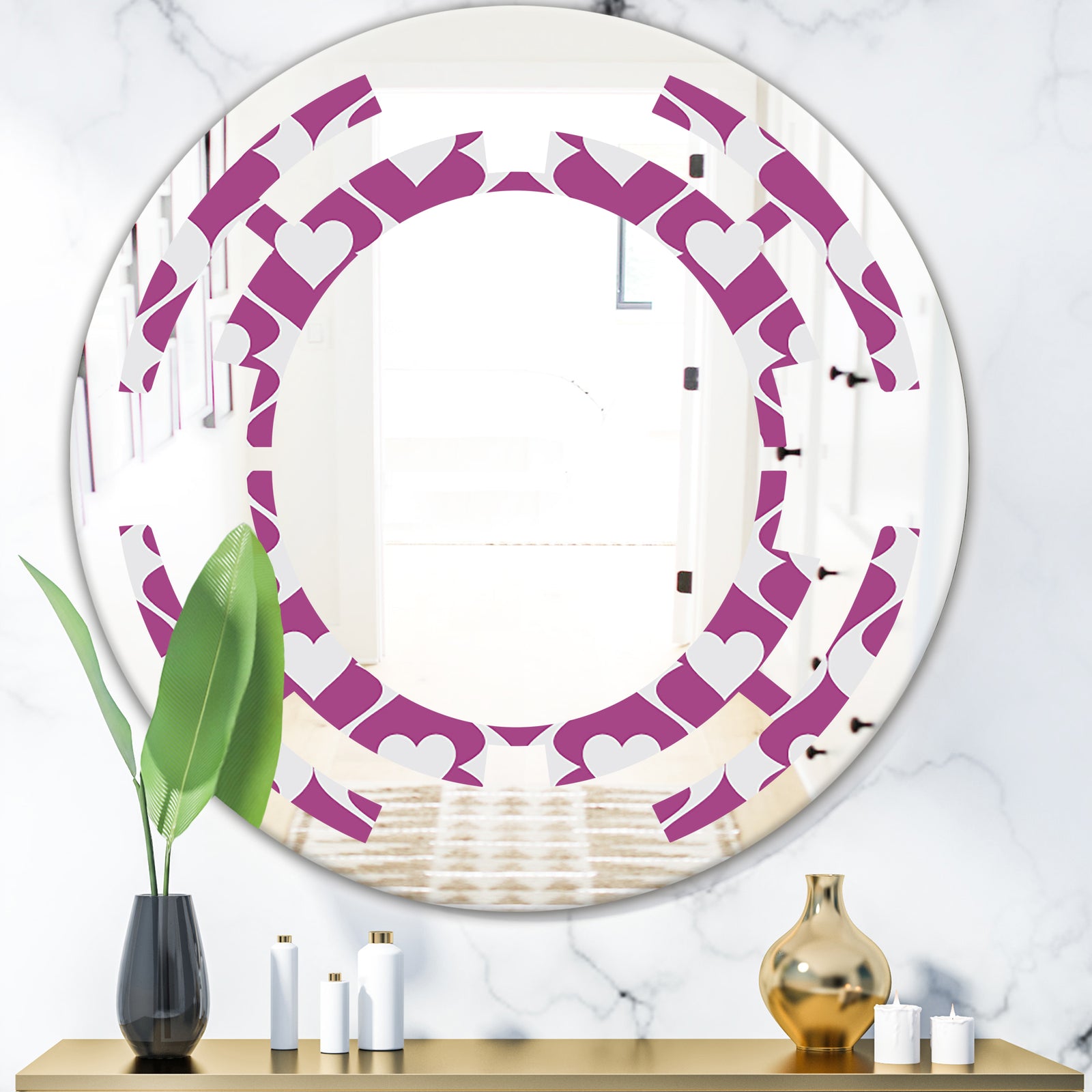 Retro Pattern Abstract Design VIII - Modern Round or Oval Wall Mirror - Space