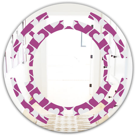 Retro Pattern Abstract Design VIII - Modern Round or Oval Wall Mirror - Space