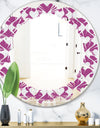 Retro Pattern Abstract Design VIII - Modern Round or Oval Wall Mirror - Leaves