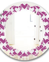 Retro Pattern Abstract Design VIII - Modern Round or Oval Wall Mirror - Leaves