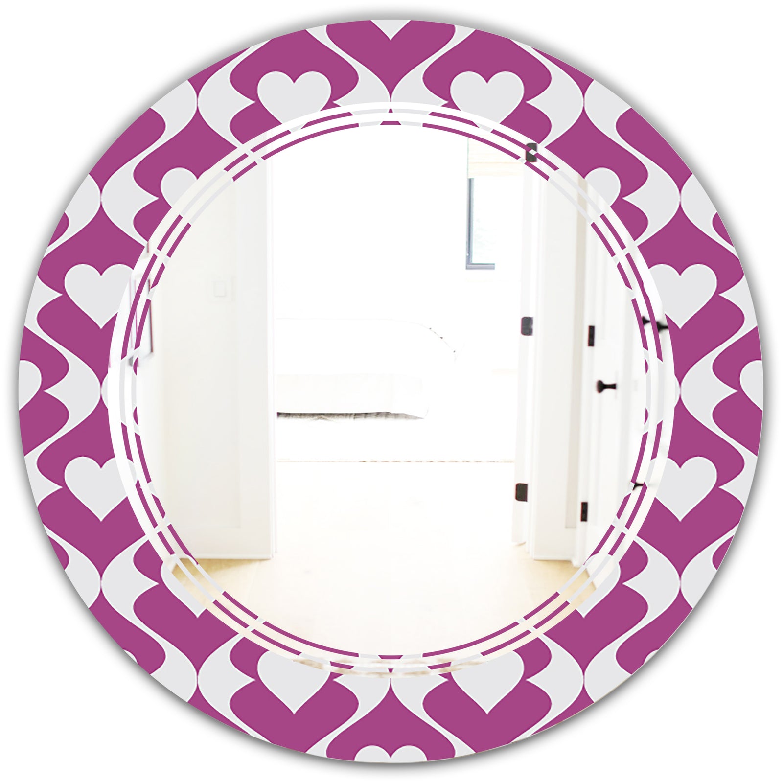 Retro Pattern Abstract Design VIII - Modern Round or Oval Wall Mirror - Triple C