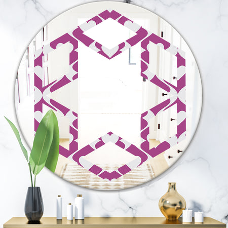 Retro Pattern Abstract Design VIII - Modern Round or Oval Wall Mirror - Hexagon Star