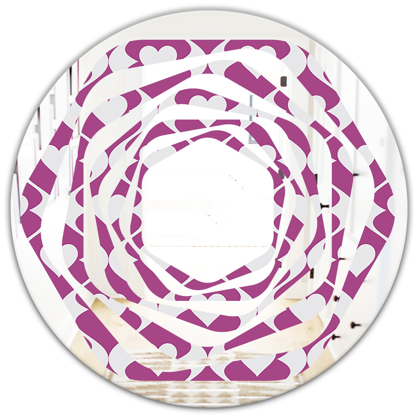 Retro Pattern Abstract Design VIII - Modern Round or Oval Wall Mirror - Whirl