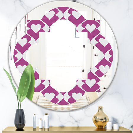 Retro Pattern Abstract Design VIII - Modern Round or Oval Wall Mirror - Quatrefoil