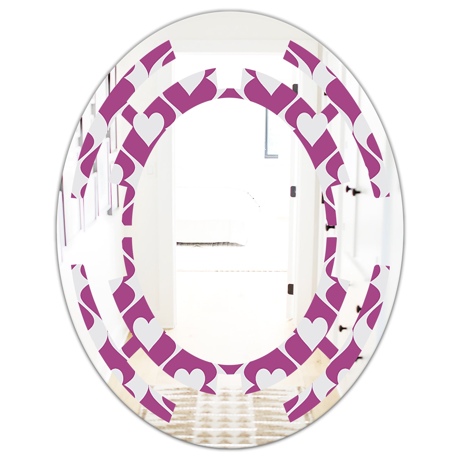 Retro Pattern Abstract Design VIII - Modern Round or Oval Wall Mirror - Space