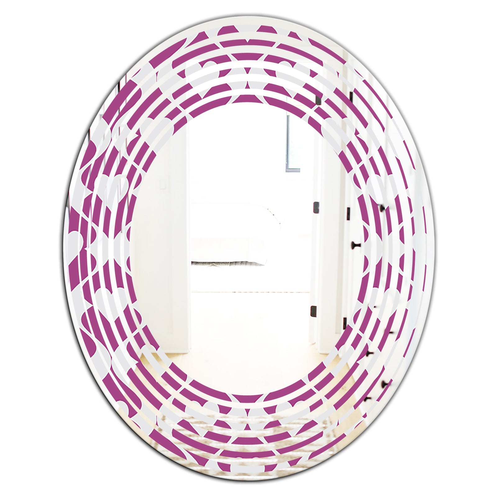 Retro Pattern Abstract Design VIII - Modern Round or Oval Wall Mirror - Wave