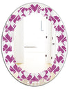 Retro Pattern Abstract Design VIII - Modern Round or Oval Wall Mirror - Leaves