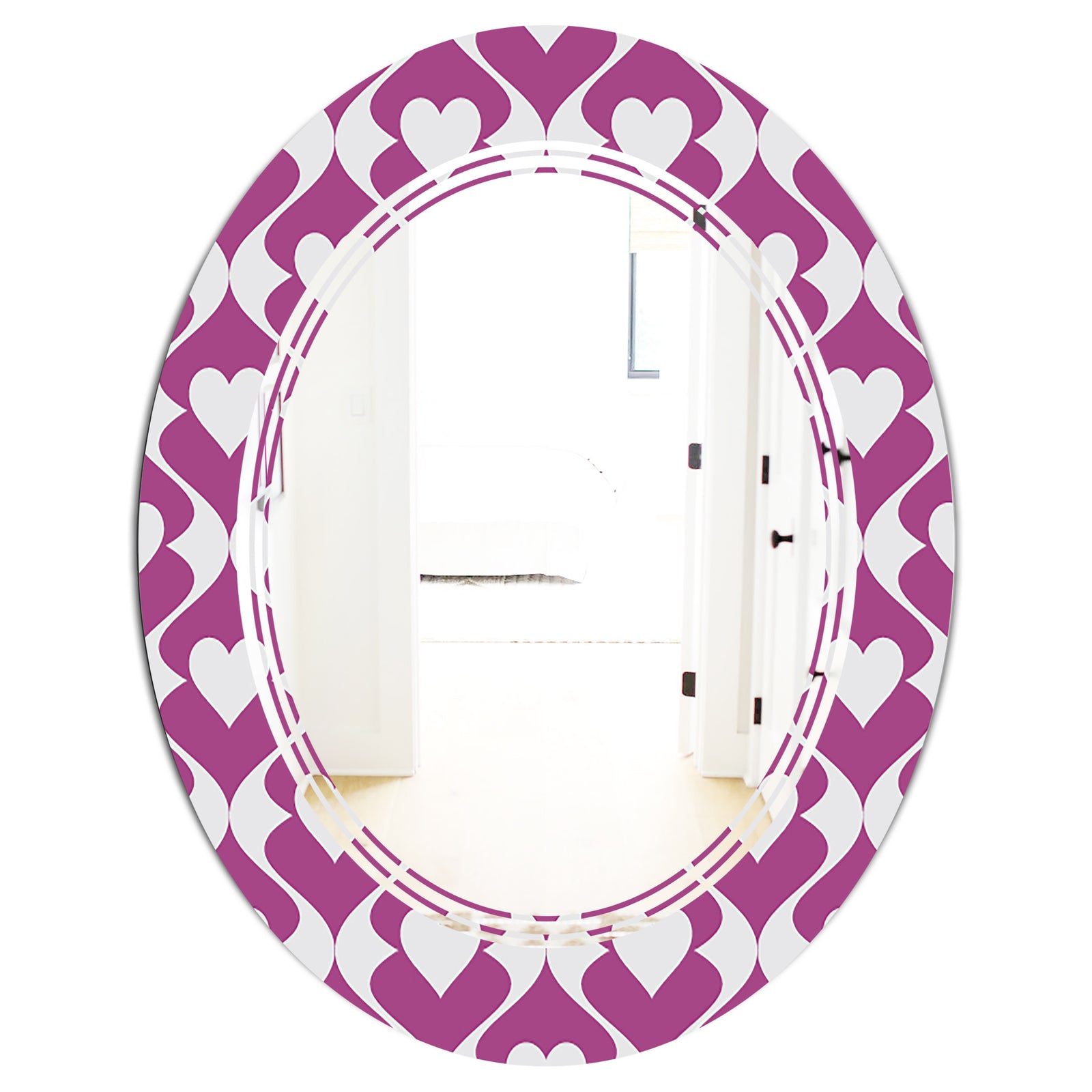 Retro Pattern Abstract Design VIII - Modern Round or Oval Wall Mirror - Triple C