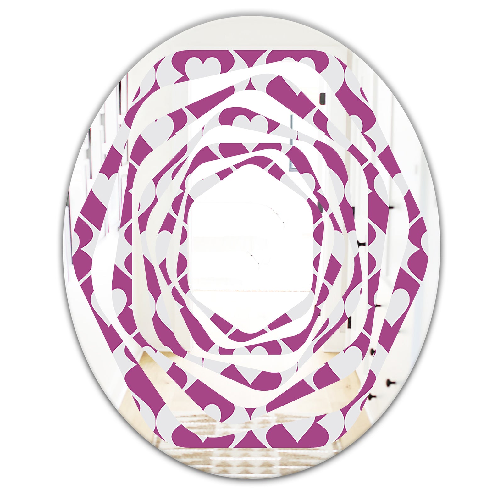 Retro Pattern Abstract Design VIII - Modern Round or Oval Wall Mirror - Whirl