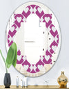 Retro Pattern Abstract Design VIII - Modern Round or Oval Wall Mirror - Quatrefoil