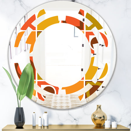 Abstract Retro Geometric Pattern VI - Modern Round or Oval Wall Mirror - Space