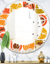 Abstract Retro Geometric Pattern VI - Modern Round or Oval Wall Mirror - Leaves