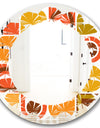 Abstract Retro Geometric Pattern VI - Modern Round or Oval Wall Mirror - Leaves