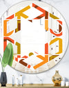 Abstract Retro Geometric Pattern VI - Modern Round or Oval Wall Mirror - Hexagon Star