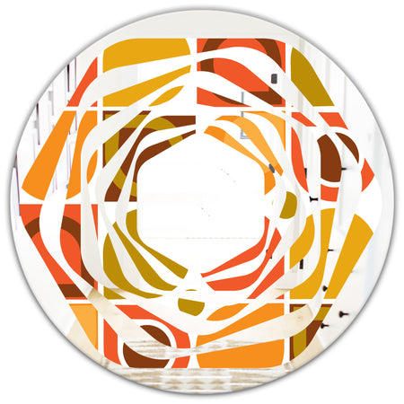 Abstract Retro Geometric Pattern VI - Modern Round or Oval Wall Mirror - Whirl