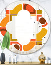 Abstract Retro Geometric Pattern VI - Modern Round or Oval Wall Mirror - Quatrefoil