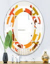 Abstract Retro Geometric Pattern VI - Modern Round or Oval Wall Mirror - Space