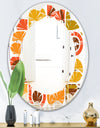 Abstract Retro Geometric Pattern VI - Modern Round or Oval Wall Mirror - Leaves