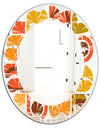Abstract Retro Geometric Pattern VI - Modern Round or Oval Wall Mirror - Leaves