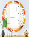 Abstract Retro Geometric Pattern VI - Modern Round or Oval Wall Mirror - Triple C