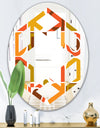Abstract Retro Geometric Pattern VI - Modern Round or Oval Wall Mirror - Hexagon Star