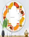 Abstract Retro Geometric Pattern VI - Modern Round or Oval Wall Mirror - Quatrefoil