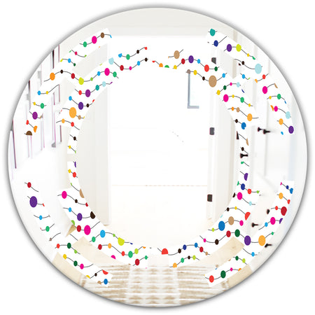 Color Waves of Polka Dots - Modern Round or Oval Wall Mirror - Space