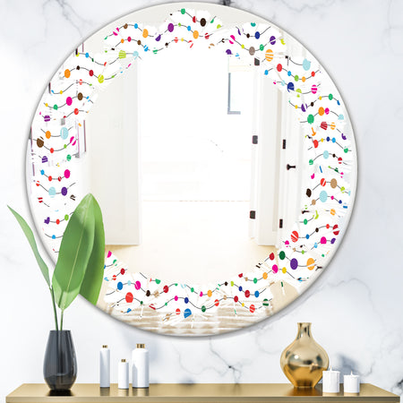 Color Waves of Polka Dots - Modern Round or Oval Wall Mirror - Leaves