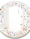 Color Waves of Polka Dots - Modern Round or Oval Wall Mirror - Leaves