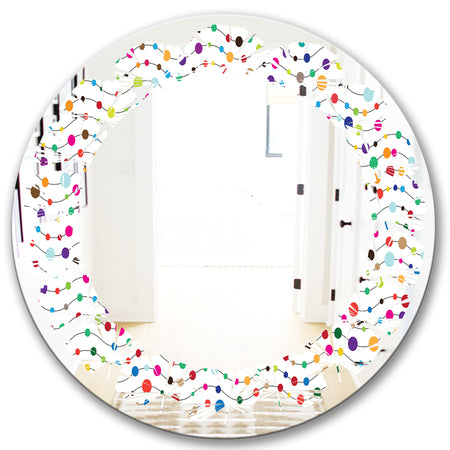 Color Waves of Polka Dots - Modern Round or Oval Wall Mirror - Leaves